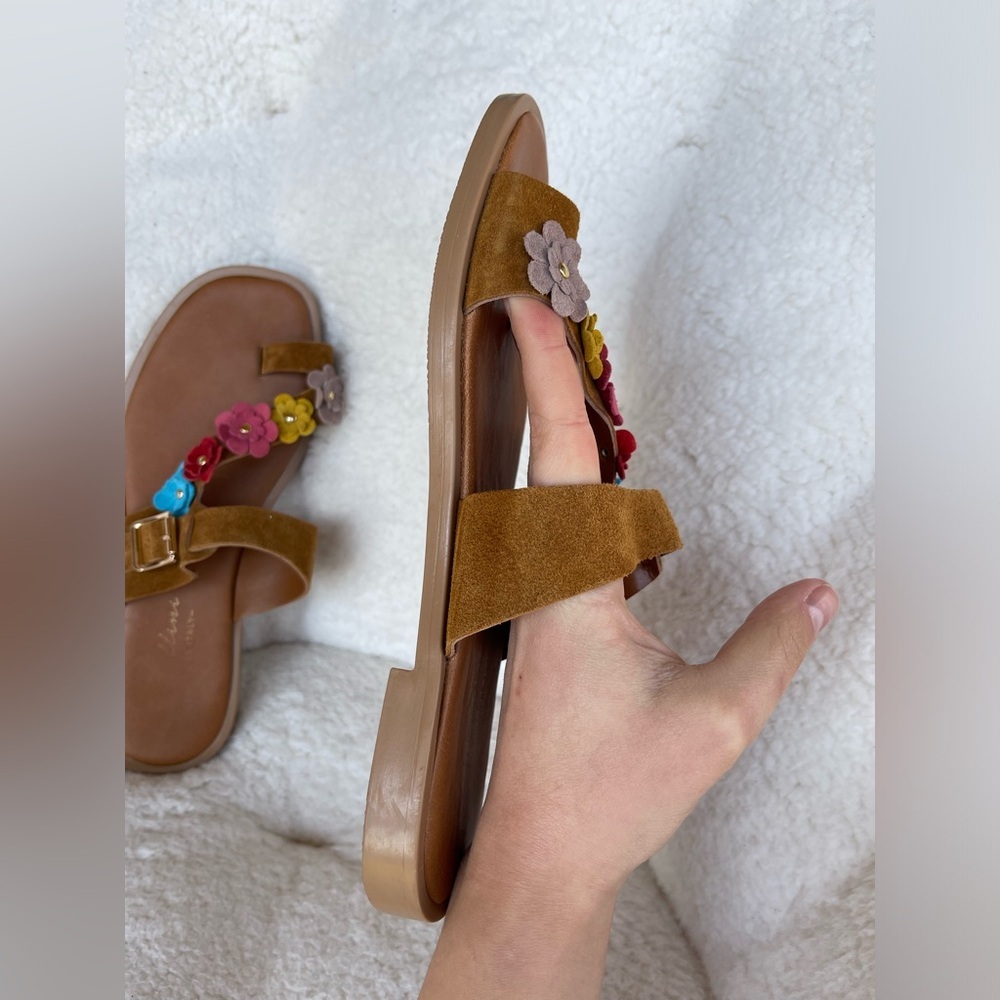 Stylish Floral Leather Sock Sandals in Brown and Multicolor by Avellino Women's - Picture 5 of 12